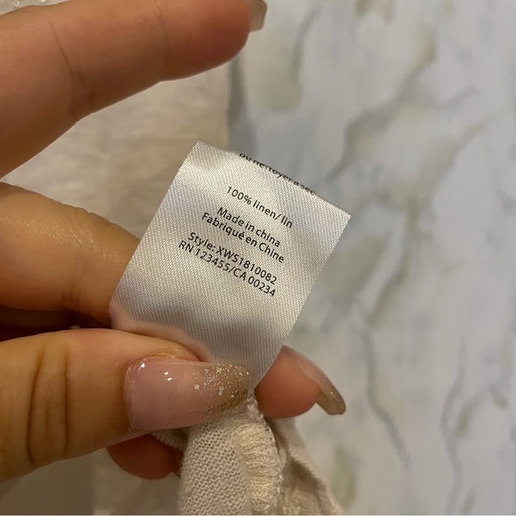 Highline collective 100% linen tee beige tan medium beads neutral short sleeve - Picture 8 of 11